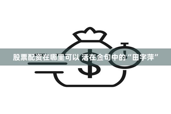 股票配资在哪里可以 活在金句中的“田字萍”