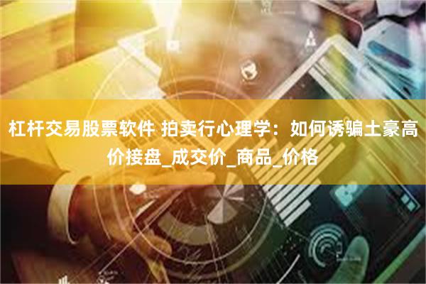 杠杆交易股票软件 拍卖行心理学：如何诱骗土豪高价接盘_成交价_商品_价格